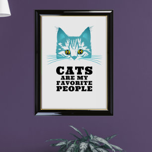 Poster Amusant Moderne Sarcastique Turquoise Chat Typo No