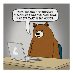 Poster Amusant ours surfer sur Internet