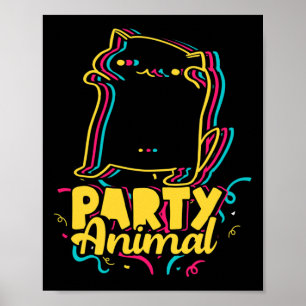 Poster Amusant Parti Animal Disco Danser Mème Chat