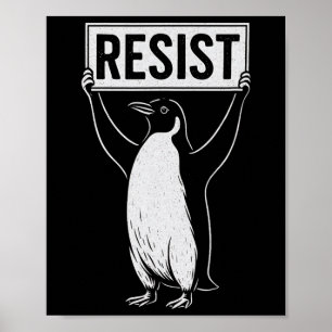 Poster Amusant résister à l'activisme pingouin conception