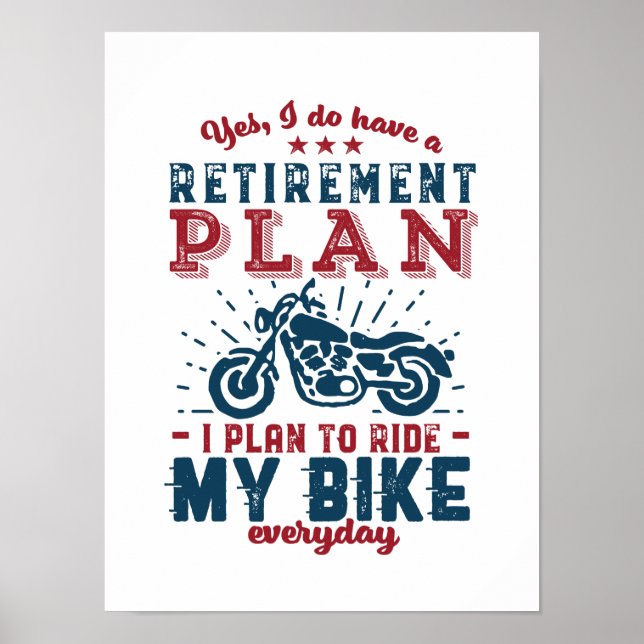 Poster Amusant Retraité Vélo Plan de Retraite Voyage Mon  (Devant)