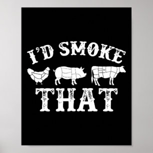 Poster Amusant Retro Bbq Party Fumeur Chef Papa Cadeau J’