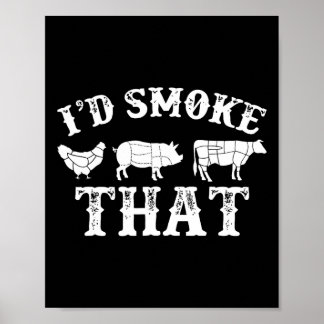Poster Amusant Retro Bbq Party Fumeur Chef Papa Cadeau J’