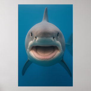 Poster Amusant sans dents grand requin blanc peint art