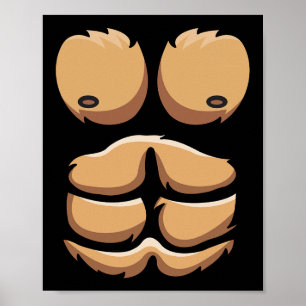Poster Amusant Singe Gorille Costume poitrine Halloween