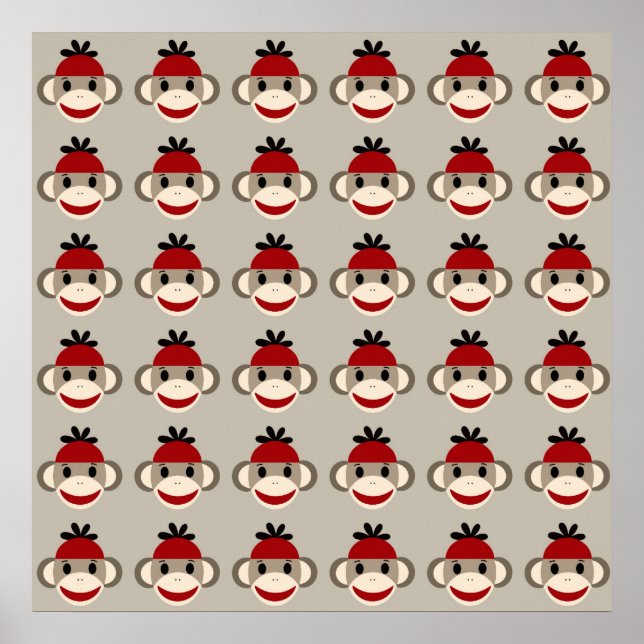 Poster Amusant sourire rouge singe sot heureux Motifs (Devant)