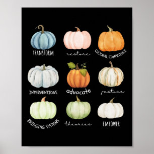 Poster Amusant travailleur social Halloween Citrouille d'