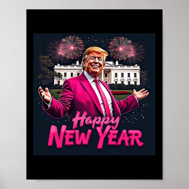 Poster Amusant Trump New Year Party 2025 Trump New Year N (Devant)