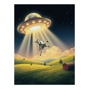 Poster Amusant UFO Enduction Vache Carnet photo spirale