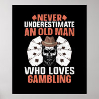Amusant vieil homme Jouer mot art Casino salle de
