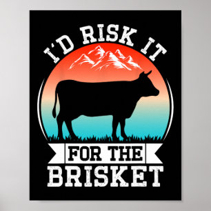 Poster Amusant Vintage Fumée Brisket Id Risque Pour Le Br