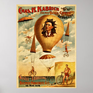 Poster amusant WPA, Bicycle Parachute Drop