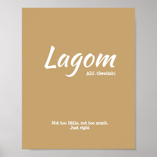 Poster amusant Yellow Swedish Lagom Définition (Devant)