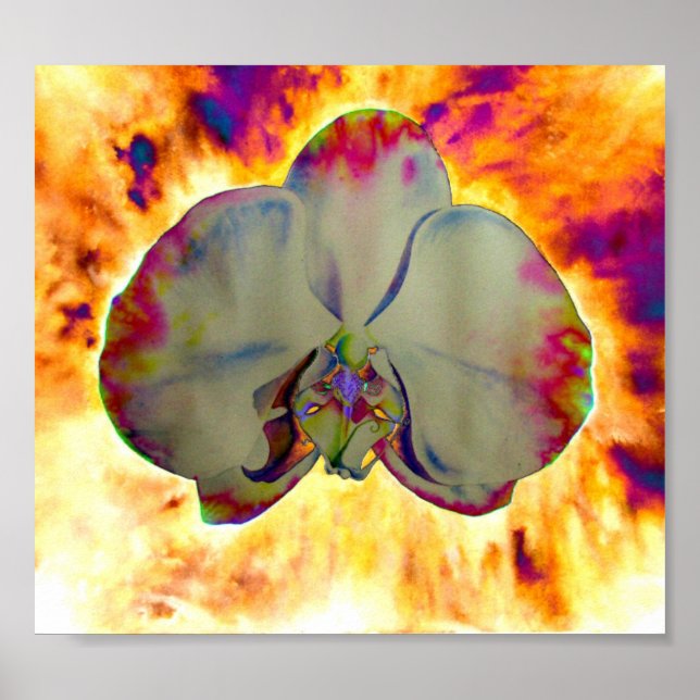Poster Amusante abstraite orchidée surréelle à fleurs tro (Devant)