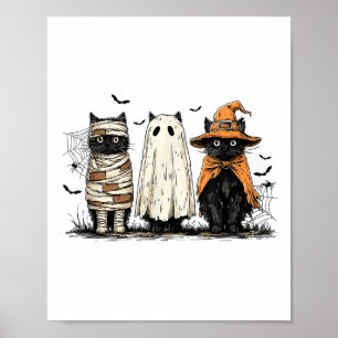 Poster Amusante Black Cat Ghost Sorcière Halloween Costum