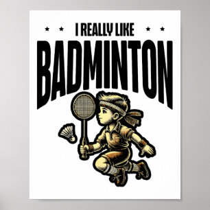 Poster Amusante conception de la raquette de Badminton