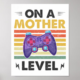 Poster Amusante Fête des mères Gamer Maman sur un niveau 