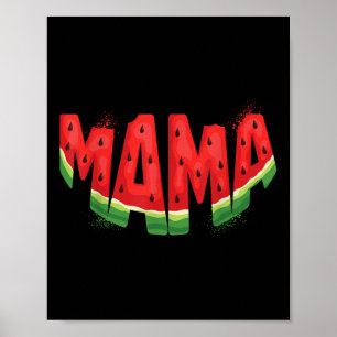 Poster Amusante Mama Watermelon Eté Fruit Famille Corresp