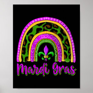 Poster Amusante Mardi Gras Parade Outfit Jester Rainbow F