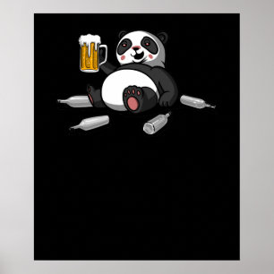 Poster Amusante Panda Bear Bière Partie Boire
