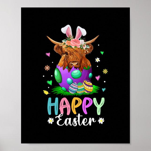 Poster Amusante vache écossaise des Highlands Easter Egg  (Devant)