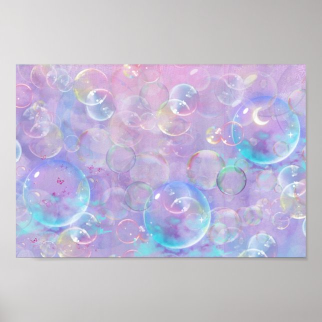 Poster Amusants boules Pastel Flottent sur un ciel de lav (Devant)
