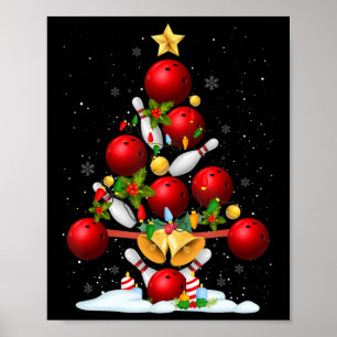 Poster Amusants Bowling Noël Arbre Lumières Noël Cadeaux 