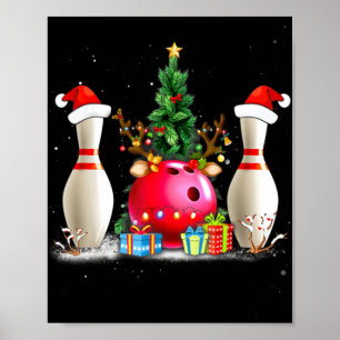 Poster Amusants Bowling Noël Noël Noël Chapeau Noël Amour