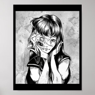 Poster Amusants Déplaisant Horreur Manga Anime Femme Yeux