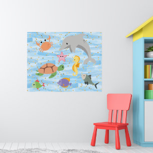 Poster Amusants enfants mignons animaux de mer dauphin to