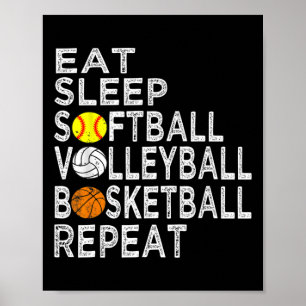Poster Amusants Manger Sleep Softbyll Volleybyll Bysketby