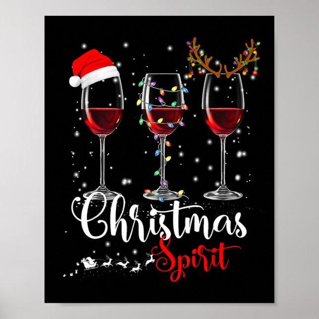 Poster Amusants Noël Esprits Verres De Vin Noël Vacances (Devant)