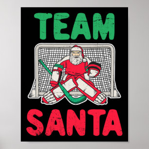 Poster Amusants Noël Père Noël gardien de but de hockey s