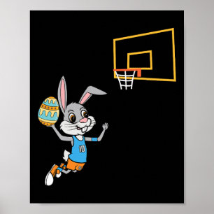 Poster Amusants Oeuf de Pâques Bunny Dunk jeu de basket-b