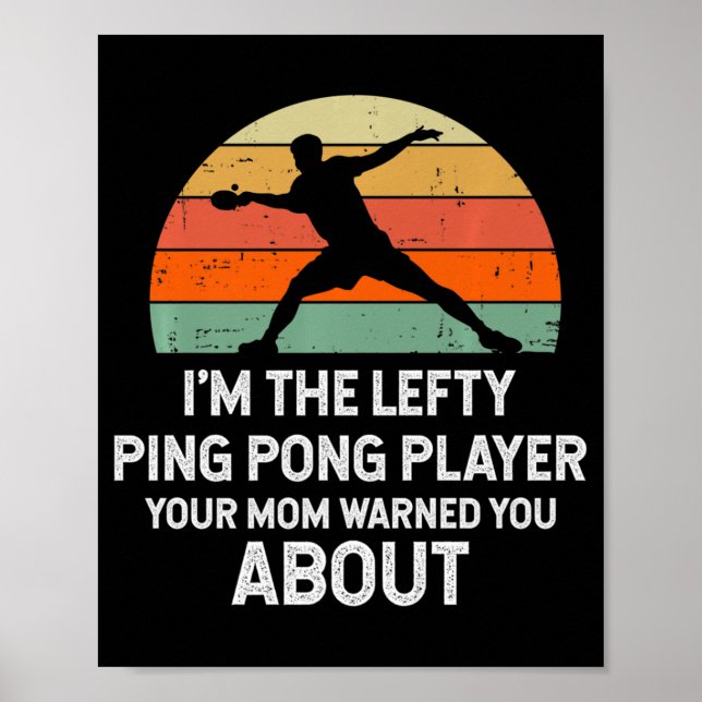 Poster Amusants Ping Pong Table Tennis Gauche Joueur Main (Devant)