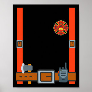 Poster Amusants pompiers Halloween - Firefighter Cosplay
