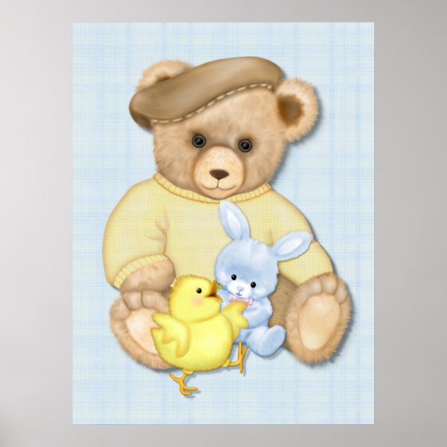 Poster Amusement de la nurserie du garçon de l'ours en pe (Devant)