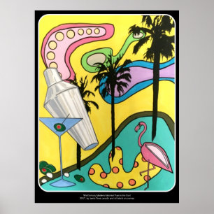 Poster Amusement de mod de la moitié du siècle au soleil