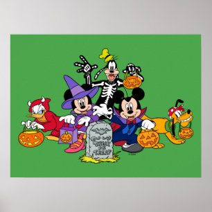 Poster Amusement d'Halloween de Mickey avec des amis