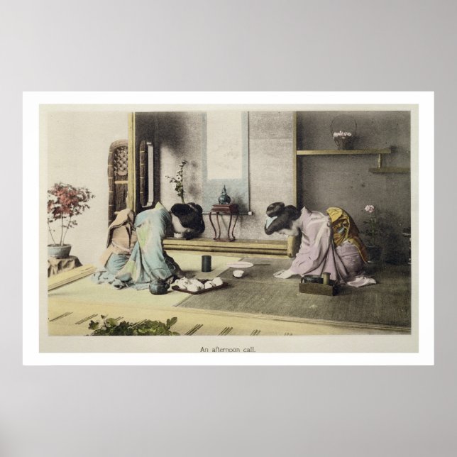 Poster An Afternoon Call, c.1880 (albumen de couleur main (Devant)