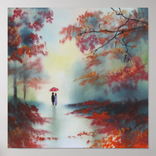 Poster an autumn walk on a rainy day by Gordon Bruce