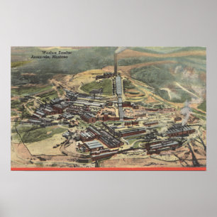 Poster Anaconda, Montana - Washoe Smelter Vue depuis