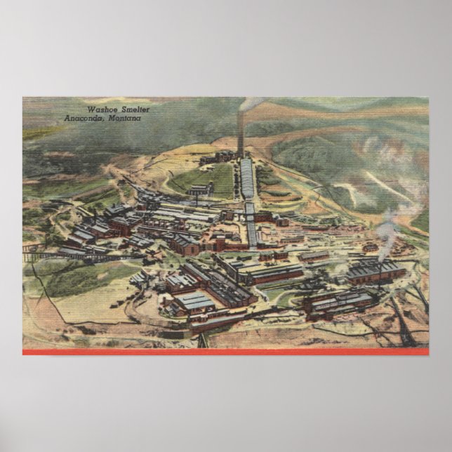 Poster Anaconda, Montana - Washoe Smelter Vue depuis (Devant)