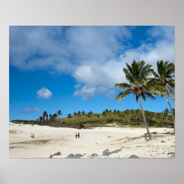 Poster Anakena, Rapa Nui, Easter Island, Chili (Devant)