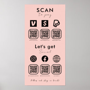 Poster Analyse de code QR multiple pour payer les médias