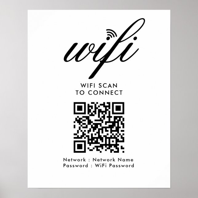 Poster Analyse Wi-Fi de code QR pour connecter le blanc p (Devant)