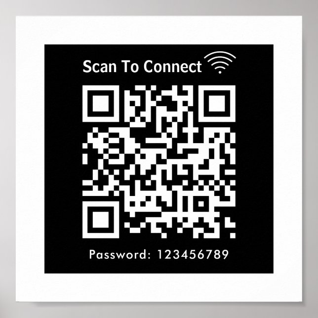 Poster Analyse Wifi Pour Connecter Mot De Passe Code Qr N (Devant)
