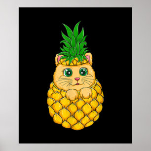 Poster Ananas au chat Amoureux des chats mignon Cadea