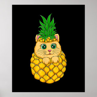 Poster Ananas au chat | Amoureux des chats mignon | Cadea