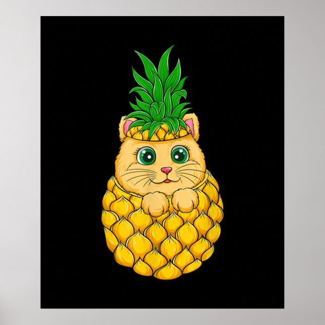 Poster Ananas au chat | Amoureux des chats mignon | Cadea (Devant)